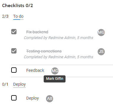 Assign every checklist item to different user