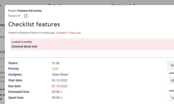 Detail view of issue on a modal board